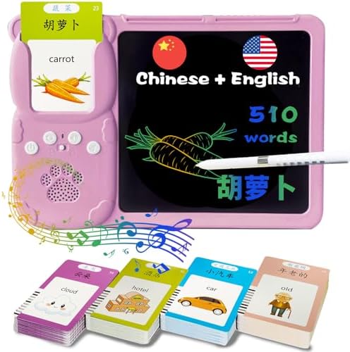 Talking Flash Cards with Writing Tablet - Chinese English, Pink