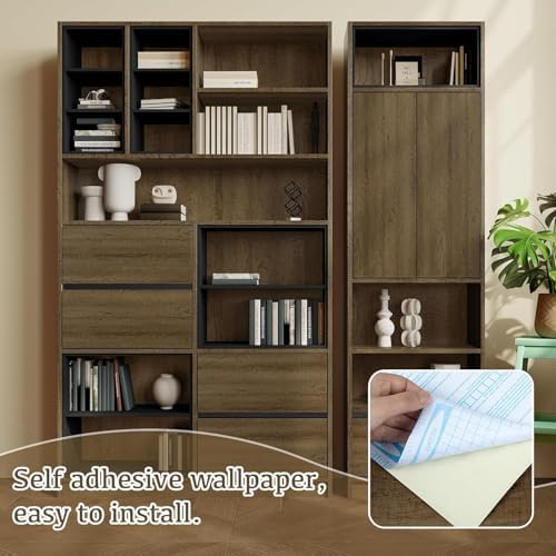 Wood Contact Paper, Walnut Wood Peel and Stick Wallpaper for Cabinets Textured, Self Adhesive Waterproof Wood Grain Wall Paper Easy to Clean for Furniture Countertops Drawer Shelf Liner 15.7"×472.4"