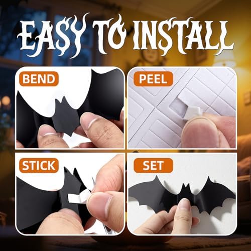 CLEANGOR 140Pcs Bats Halloween Decor, Halloween Party Supplies Stickers