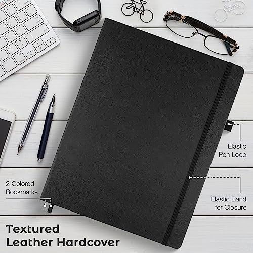 Dotted Journal, 8.5" x 11" Hardcover Leather Notebook, No Bleed Thick Paper