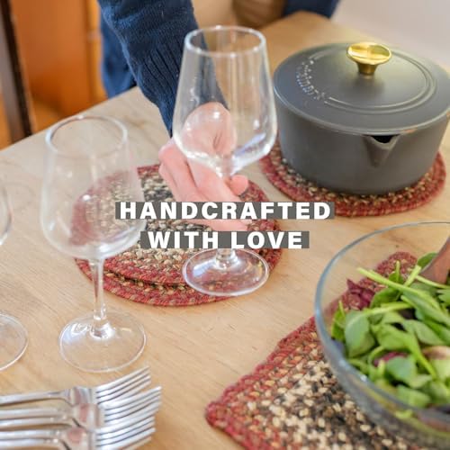 Homespice Chester Braided Placemats Ideal as Table Mats, Round 15" Set of 2