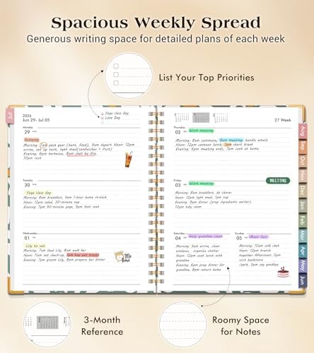 Academic Planner 2026-2027, Hardcover Weekly and Monthly Calendar Planner from July 2026 - June 2027, 6.1" x 8.2" A5 Daily Agenda with Tabs, College School Organizer for Student Teacher, Field of Daisies
