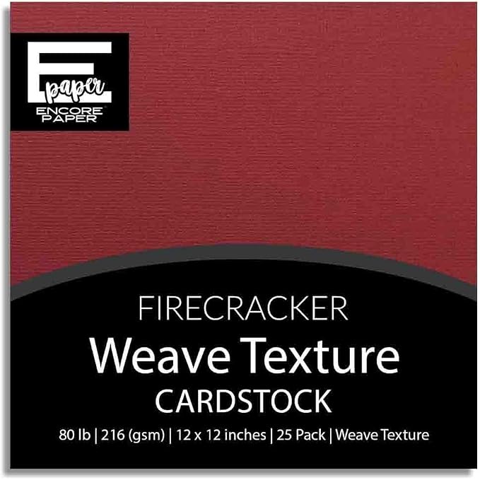 FIRECRACKER—12x12 Textured Cardstock | 80lb Textured Red Scrapbook Paper | Premium Cardstock for Cricut Cutting | 25 Sheets