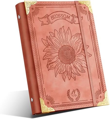 Ovesmusl Sunflower PU Leather A5 Binder 6 Ring Refillable Journal Cover