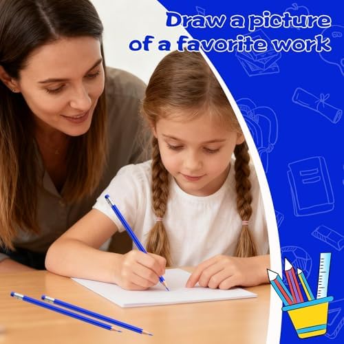 60 PCS Blue Pencils Bulk with Eraser, Pre-Sharpened HB Pencils for Writing & Drawing, School Supplies for Kids Homework, Tests, Art Crafts & Teacher Grading (Blue)
