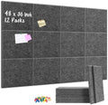 DOLLAR BOSS Felt Cork Board Tiles 48"x36" Bulletin Board, 12 Pcs Dark Grey