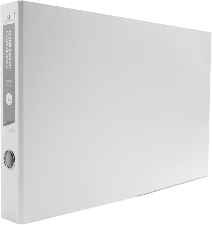 3-Ring Premium Ledger Binder for 11" x 17" Paper - White, by Bindertek | 2" Spine Width, 325 Sheet Capacity, 1.25" D-Rings, Linen-Textured Covers, Steel Reinforced Edges, Spine Label Included