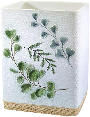Avanti Linens - Waste Basket, Decorative Trash Can, Guest Bathroom Essentials, Botanical Inspired Home Decor (Ombre Leaves Collection)
