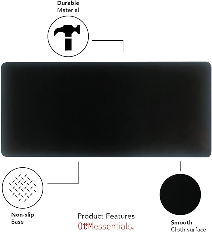 Emory University Classic Cloth Desk Mat, Durable Office Supplies, Non-Slip Base, Responsive Desk Pad with Smooth Cloth Surface, Black