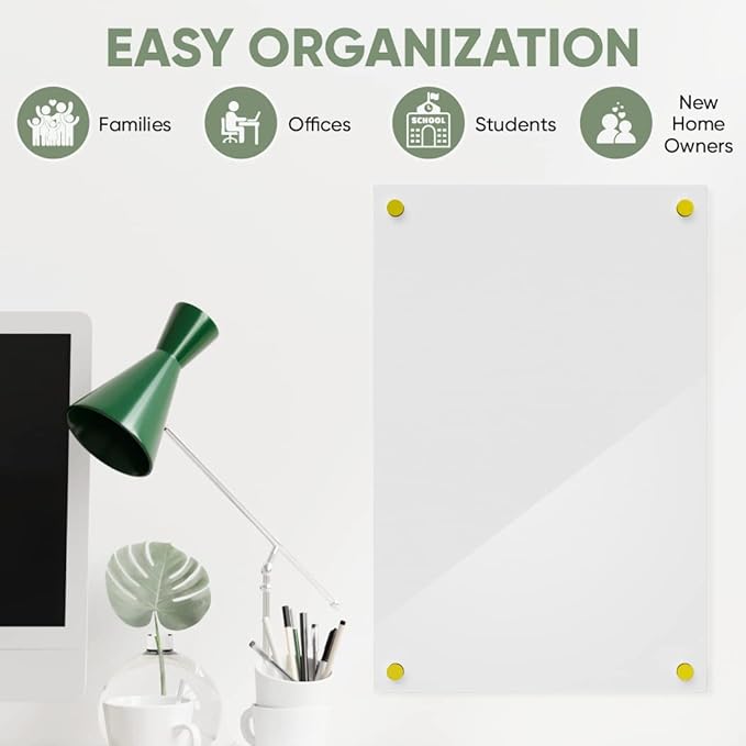 Ships Next Day, Made in USA - Acrylic Dry Erase Board | Non-Magnetic Dry Erase Board | Hanging Frameless White Board | Acrylic for Office, School and Home Walls | for Kids & Adults (White - 30x48)