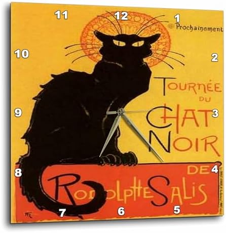 3dRose DPP_46907_1 Le Chat Noir Advertising, Art Nouveau, Black Cat, Cat, Cats, Chat Noir, Le Chat Wall Clock, 10 by 10-Inch