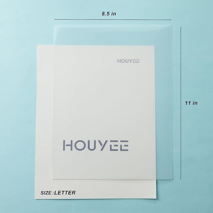 HOUYEE 20 Pack 15 Mil Frosted Clear Binding Presentation Covers, 8.5" x 11" | Frost Clear Covers for Binding,Transparent Plastic Binding Covers, Square Corner, Letter Size, for School Office