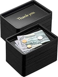 Set of 24 Restaurant Tip Tray Check Presenter for Restaurants Small Plastic Serving Trays 4.5 by 6.4 Inch, Guest Bill Holder Black with Gold Imprint for Kitchen Hotel Supplies