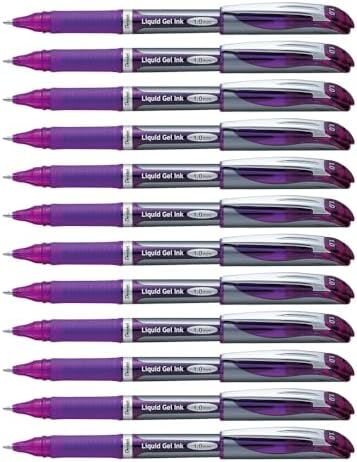 Pentel ENER-GEL Deluxe Liquid Gel Pen, Bold Line, Metal Tip, Violet Ink, Box of 12 (BL60-V)
