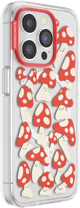 PopSockets iPhone 15 Pro Case Compatible with MagSafe, Phone Case for iPhone 15 Pro, Wireless Charging Compatible, Case Only - Red Shrooms