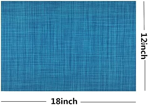 WAZAIGUR Placemats Crisscross Woven Vinyl Place Mats Set of 8 Blue