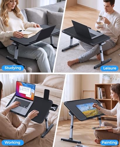HETTHI Bed Laptop Table Adjustable Foldable Laptop Stand 22.04×12.2in Black