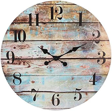 Stonebriar Vintage Farmhouse Wooden 23 Inch Round Battery Operated Hanging Wall Clock