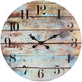 Stonebriar Vintage Farmhouse Wooden 23 Inch Round Battery Operated Hanging Wall Clock