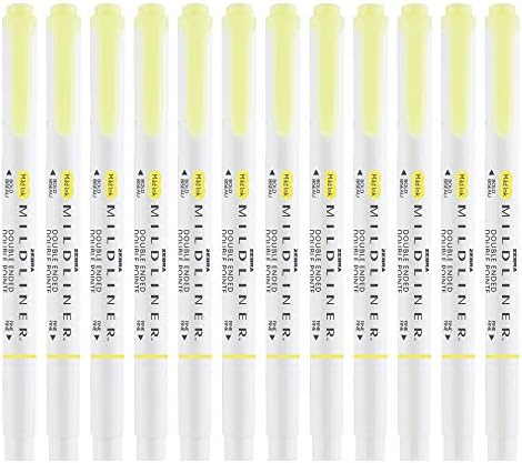 Zebra Pen MILDLINER No Bleed Highlighter, Yellow Color, Dual Tip, 12-Pack