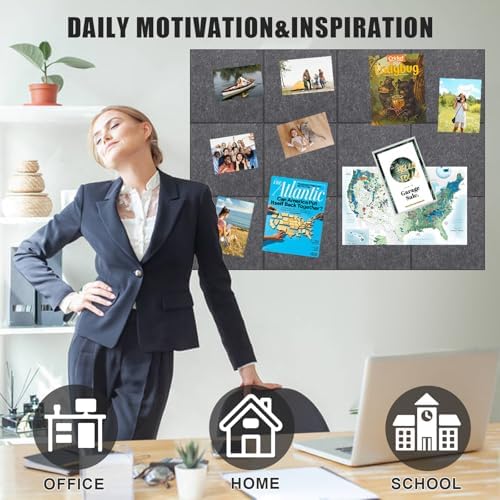 36" x 24" Felt Bulletin Board & Cork Board Alternative, Dark Gray