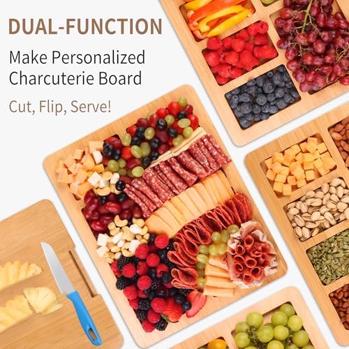 CAWIU Portable Charcuterie Board with Lid, Travel Cheese Board & Snack Tray