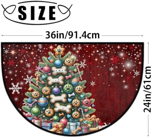 Christmas Tree Decoration Half Round Door Mat Non Slip Washable xmas Semi Circle Area Rug Absorbent Soft Holiday Half Moon Rug Floor Mat for Indoor Outdoor Kitchen Bathroom Patio Front Door Mat Decor