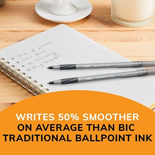 BIC Round Stic Grip Xtra Comfort Black Ballpoint Pens, 36-Count Pack
