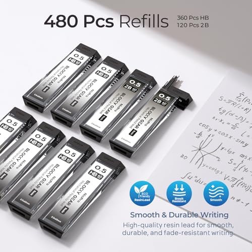 Nicpro 3 Pack Blocky Gear 0.5 mm Metal Mechanical Pencils Set with Case