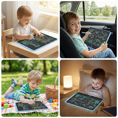 16 Inch LCD Writing Tablet for Kids 2 Pack, Large Drawing Board Doodle Pad, Colorful Screen Erasable Sketch Tablet, Travel Toys and Reusable Learning Gift for Boys Girls (Blue)