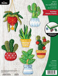Bucilla Felt Applique 6 Piece Ornament Making Kit, Holiday House Plants, Perfect for DIY Arts and Crafts, 89634E