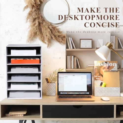 Ireer 4 Pieces Cardboard Paper Organizer, Classroom Mailboxes, Construction Paper Storage, Compartment Literature Sorters, Classroom Organizers for Student Office School (White,6 Slots)
