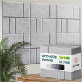 Acoustic Panels 12-Pack Soundproof Wall Panels 12"x12"x0.4" Decorative Sound Dampening for Your Home, Office, Studio, Bedroom & More with Unique GridFrame Carving [Light Gray]