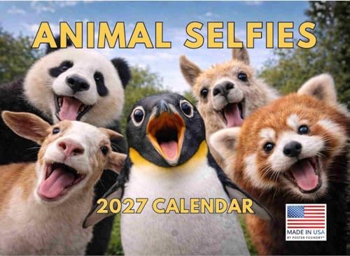 Animal Selfie Calendar 2027 Wall Monthly Calander Funny Portraits Wildlife 12 Month
