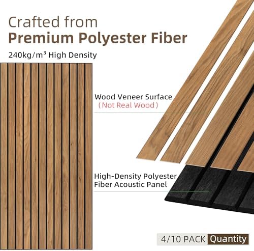 TO-TH Acoustic Panels Decorative Soundproof Wall Panel 10 Pack, Rustic Teak