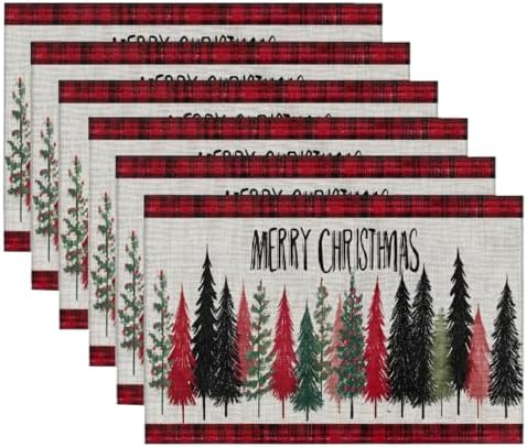 Placemats Set of 6 Washable Linen Place Mats Cloth Table Mats 12x18 Inch