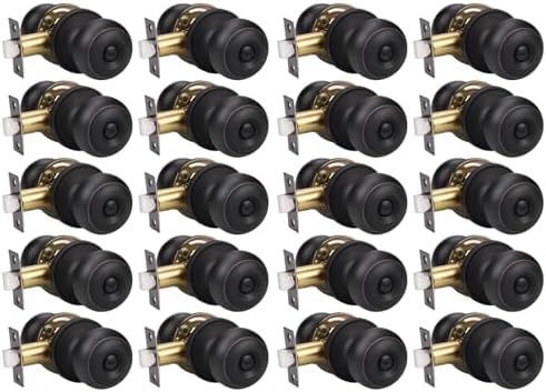 KNOBWELL Oil Rubbed Bronze Door Knobs for Bedroom or Bathroom, Interior Door Knob, Bronze Privacy Door Locks, Keyless Turn Lock, 20Pack