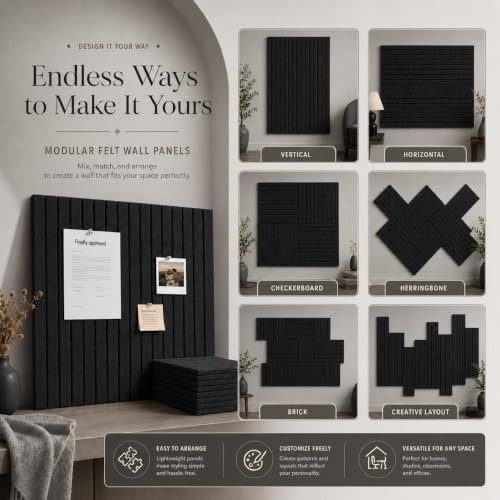 Large Black Felt Bulletin Board 12-Pack, 36" x 48" Corkboards