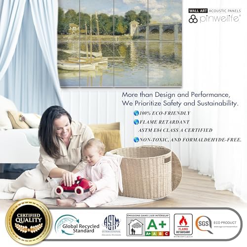 PINWELIFE® Masterpiece Acoustic Art Panels, 8-Pack 12"×16" Sound Absorbing Panels, Decorative Acoustic Wall Art, Noise and Echo Cancelling for Home Studio/Office, Nano Tape Included