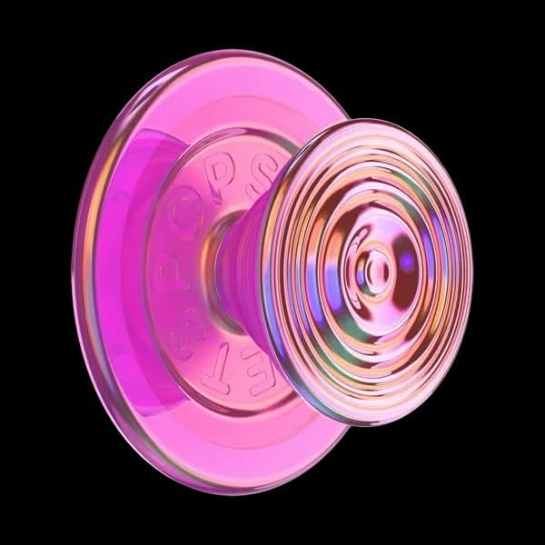 PopSockets Phone Grip for MagSafe, Magnetic Holder- Ripple Absinthe | Removable, For Kindle / Android / iPhone, With Magnet, Hot Pink, Iridescent, Holographic