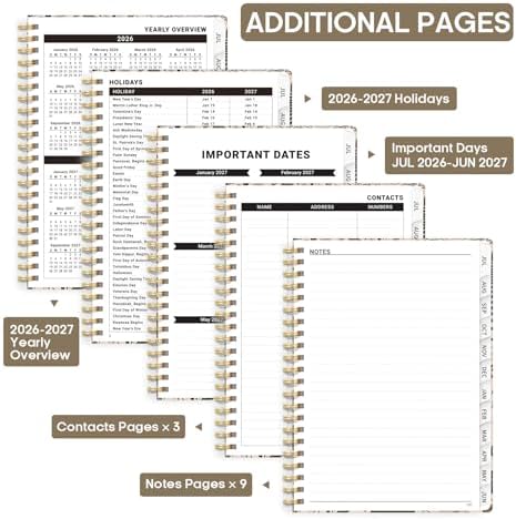 Planner 2026-2027, Weekly & Monthly Academic Calendar, Jul 2026 – Jun 2027