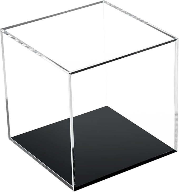 4x4x4Inch Transparent Acrylic Cube Containers with Lid Storage Box | Square Action Figures Home Storage Organizing Toys Craft Supplies Display Case, Countertop Plexiglass Display Case