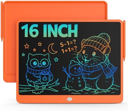 Bravokids 16 Inch LCD Writing Tablet for 3-8 Year Olds - Electronic Drawing Pad and Doodle Board as Educational Birthday Gifts for Girls and Boys (Orange)