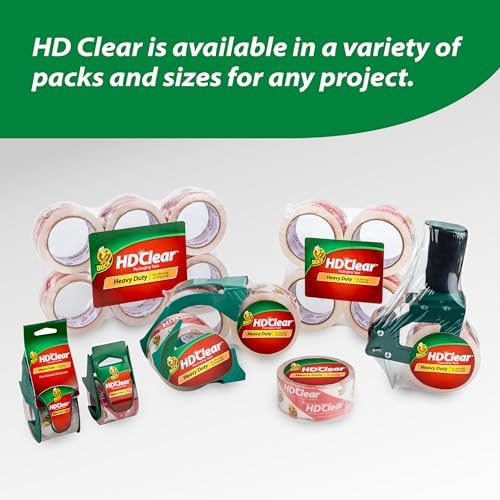Duck HD Clear Extra Long Packing Tape - 6 Rolls of Heavy Duty Shipping and Moving Packing Tape – Clear Strong Packaging Tape for Boxes, Packing and Moving Supplies – 1.88 In. x 109 Yards (287975)
