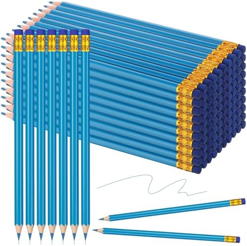 Sivak 100 Pack Checking Pencils with Eraser Erasable Colored Pencils Presharpened Checking Correcting Pencils Grading Pencils for Drawing Art Checking Map Coloring Tests Grading Tests (Blue)