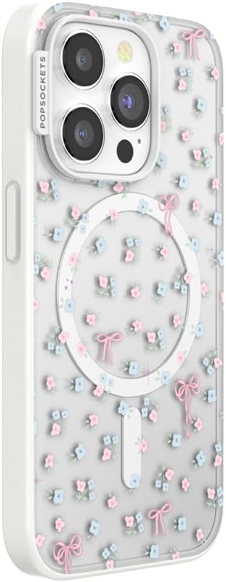 PopSockets iPhone 15 Pro Phone Case with MagSafe, Wireless Charging Compatible, Bow - Bows & Blooms