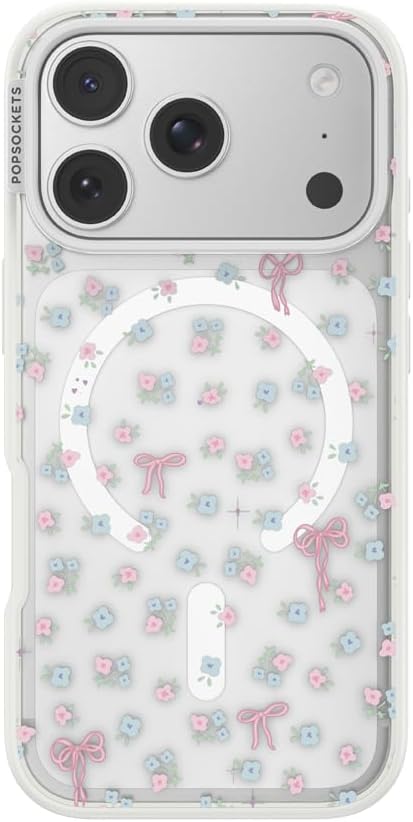 PopSockets iPhone 17 Phone Pro Case with MagSafe, Wireless Charging Compatible, Bow - Bows & Blooms