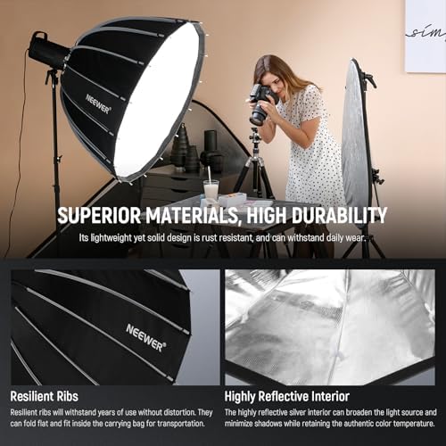NEEWER Basics Parabolic Softbox Bowens Mount, 47" Quick Release, NS39P