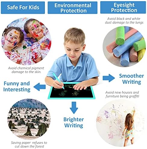 15 Inch LCD Writing Tablet, Colorful Doodle Board Drawing Pads, Educational Birthday Gift Toys for 3-6 Years Old Kids Toddler (Blue)