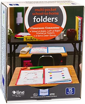 C-Line Classroom Connector™ Multi-Pocket School-to-Home Portfolio, Blue, 15/BX (32305), 9.5 x 11.75 x 0.25